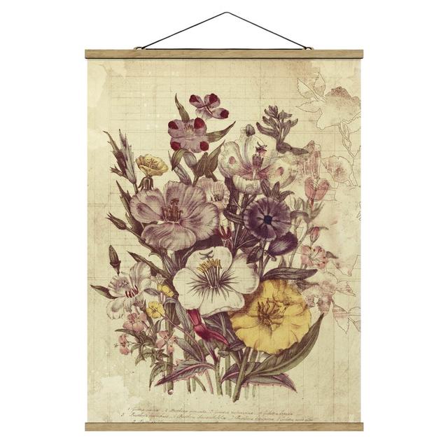 Vintage Letter Bouquet - Graphic Art Print on Fabric Rosalind Wheeler Size: 133.5cm H x 100cm W x 0.3cm D on Productcaster.