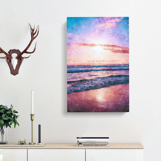 Pink Beach - Wrapped Canvas Painting Print East Urban Home Size: 76cm H x 50cm W x 3cm D on Productcaster.