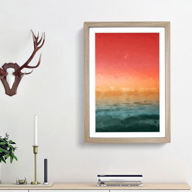 Moon Above the Ocean - Picture Frame Graphic Art Print East Urban Home Frame Option: Oak Framed, Size: 48cm H x 36cm W x 2cm D on Productcaster.