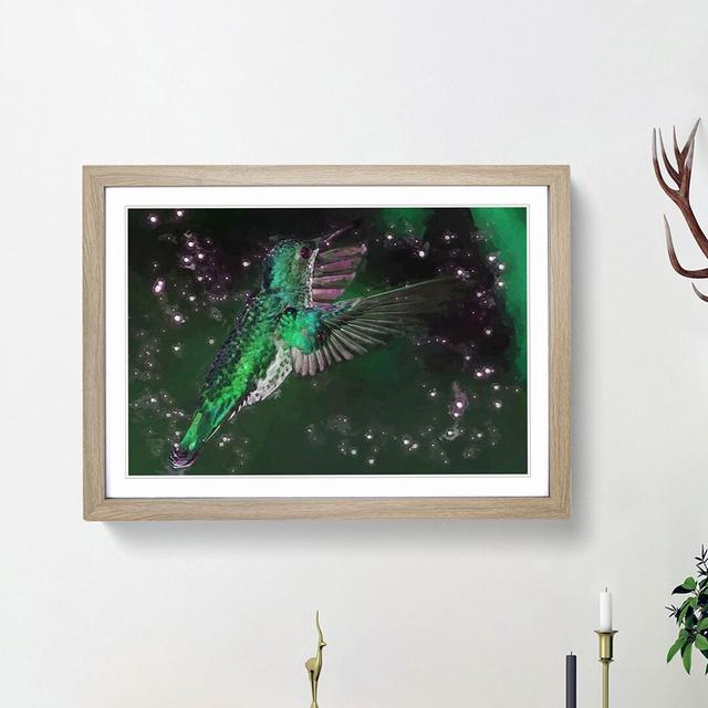 Green-Crowned Hummingbird in Abstract - Picture Frame Painting Print East Urban Home Size: 27cm H x 36cm W x 2cm D, Frame Option: Oak Framed on Productcaster.