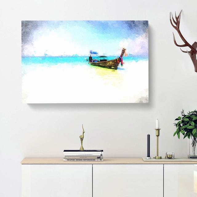 Long-Tail Boat in Thailand - Wrapped Canvas Painting Print East Urban Home Size: 35cm H x 50cm W x 3cm D on Productcaster.