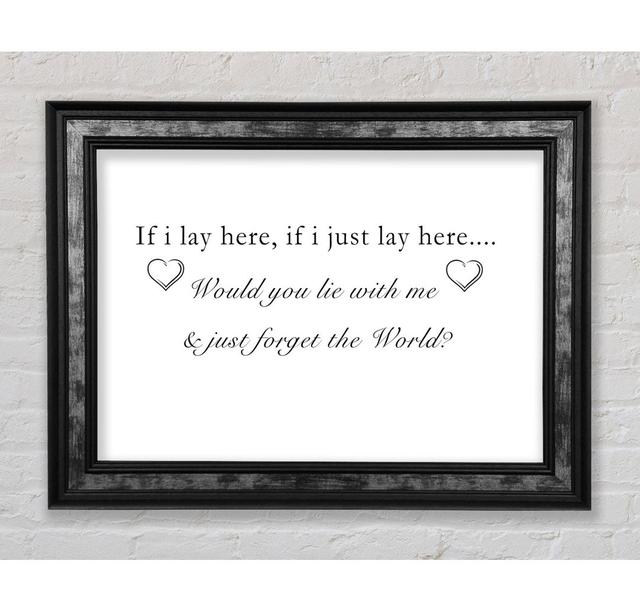 Music Quote If I Lay Here Snow Patrol Framed Print Happy Larry Colour: White, Size: 84.1cm H x 142.2cm W on Productcaster.