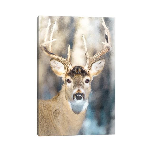 Buck Deer Painting Portrait On Sun By Nik Rave - Wrapped Canvas Painting by Nik Rave - Wrapped Canvas Painting Alpen Home Size: 45.72cm H x 30.48cm W on Productcaster.