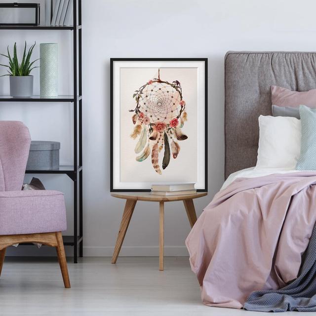 Gerahmter Kunstdruck Dream Catcher with Pearls East Urban Home Rahmenoptionen: Mattschwarz, Größe: 100 cm H x 70 cm B on Productcaster.