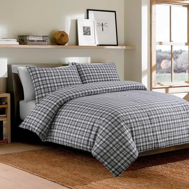 Edwina Duvet Cover Set Brambly Cottage Colour: Grey, Size: Double Duvet Cover + 2 Standard Pillowcases on Productcaster.