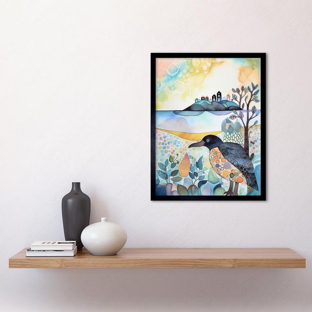 Coastal Island Wildlife Folk Art Watercolour Painting Art Print Framed Poster Wall Decor 12x16 inch Marlow Home Co. on Productcaster.