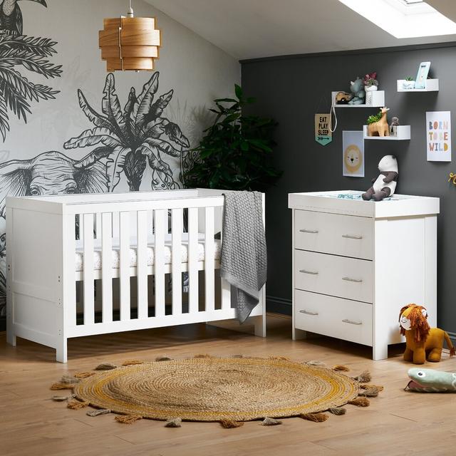 Nika Cot Bed 2-Piece Nursery Furniture Set Obaby Colour: White Wash on Productcaster.