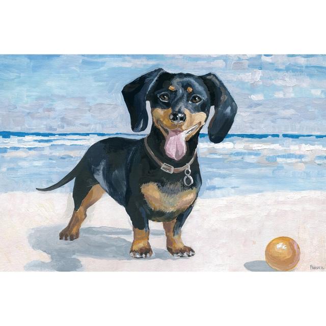 Playful Dachshund by Parvez Taj - Painting Print on Canvas East Urban Home Size: 51 cm H x 76 cm W x 4 cm D on Productcaster.