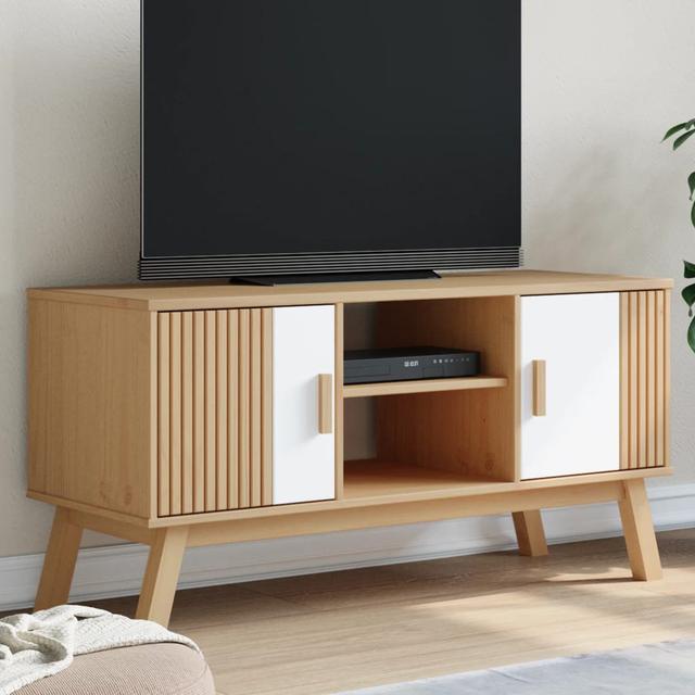 TV-Ständer Anikin für TVs bis zu 50" Marlow Home Co. Farbe: Weiß/Braun on Productcaster.