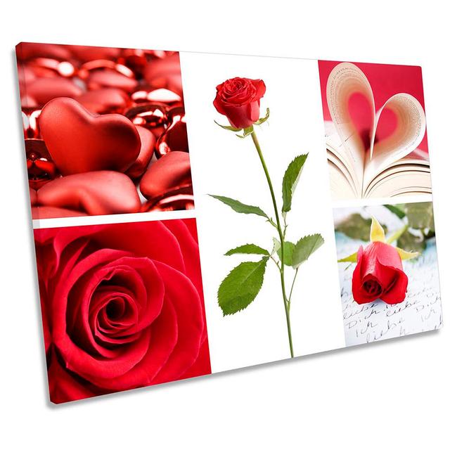 Rose Flower Love Heart - Wrapped Canvas Graphic Art Canora Grey Size: 50.8cm H x 76.2cm W x 2cm D on Productcaster.