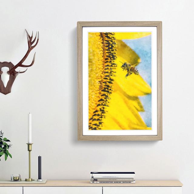 Busy Bee & Yellow Flower - Picture Frame Graphic Art Print East Urban Home Frame Option: Oak Framed, Size: 45cm H x 33cm W x 2cm D on Productcaster.