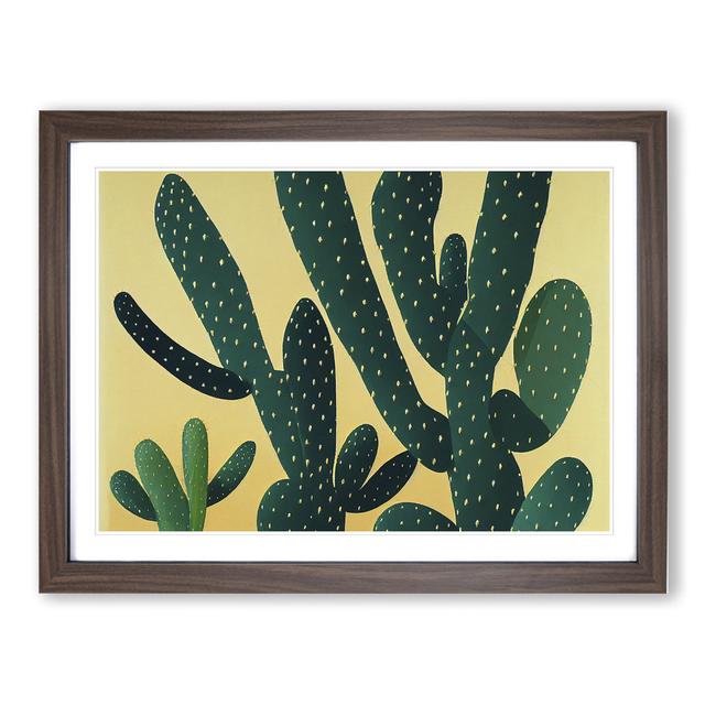 Bedazzled Cactus - Picture Frame Graphic Art Natur Pur Size: 34cm H x 46cm W x 2cm D, Frame Colour: Walnut Frame on Productcaster.