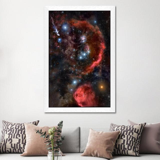 Orion The Hunter (Hubble Space Telescope) - Floater Frame Print on Canvas Ebern Designs Frame Option: White, Size: 102cm H x 66cm W x 4cm D on Productcaster.