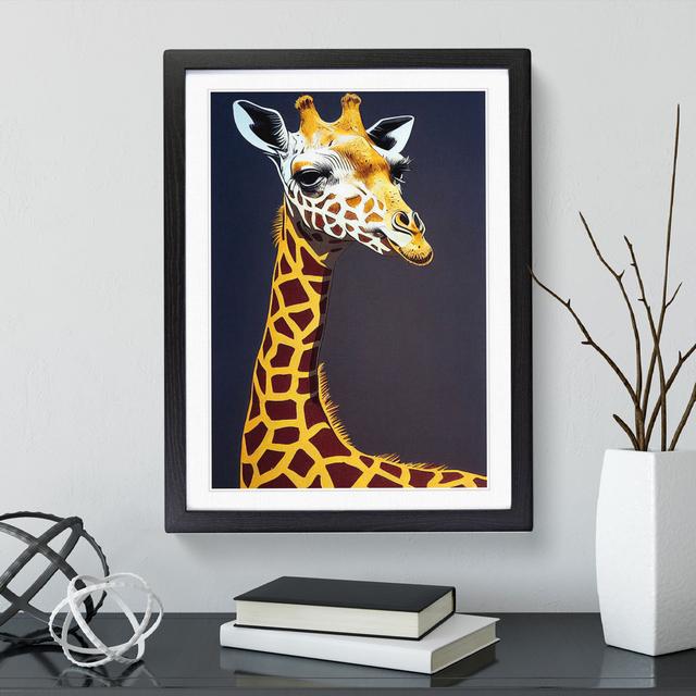 Striking Giraffe - Picture Frame Graphic Art World Menagerie Frame Colour: Black, Size: 46cm H x 34cm W x 2cm D on Productcaster.