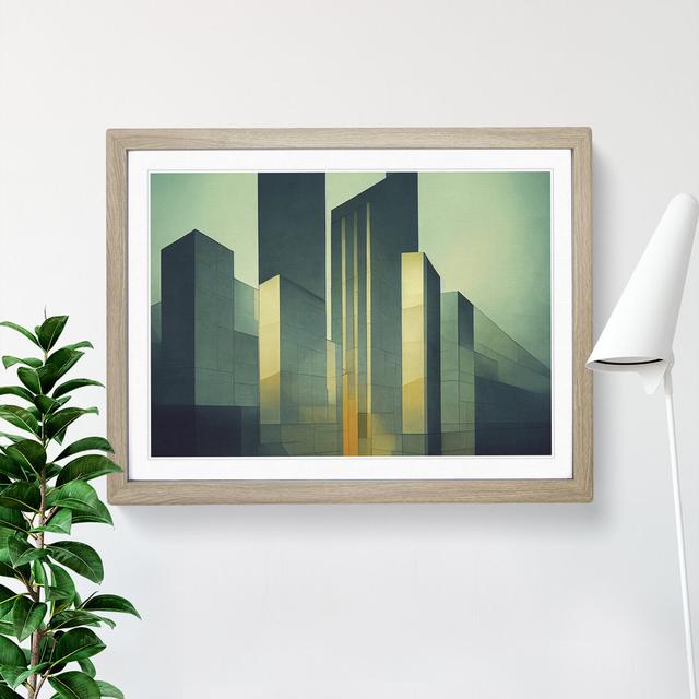 Futuristic Buildings Architecture Vol.2 - Picture Frame Graphic Art 17 Stories Size: 46cm H x 64cm W x 2cm D, Frame Colour: Oak on Productcaster.