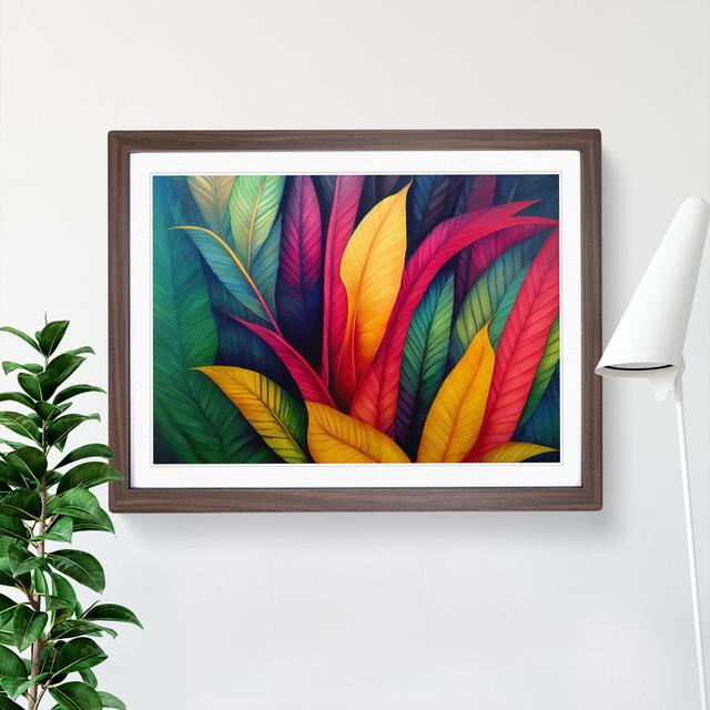 Bright Tropical Leaves - Picture Frame Graphic Art Bay Isle Home Size: 46cm H x 64cm W x 2cm D, Frame Colour: Walnut Framed on Productcaster.