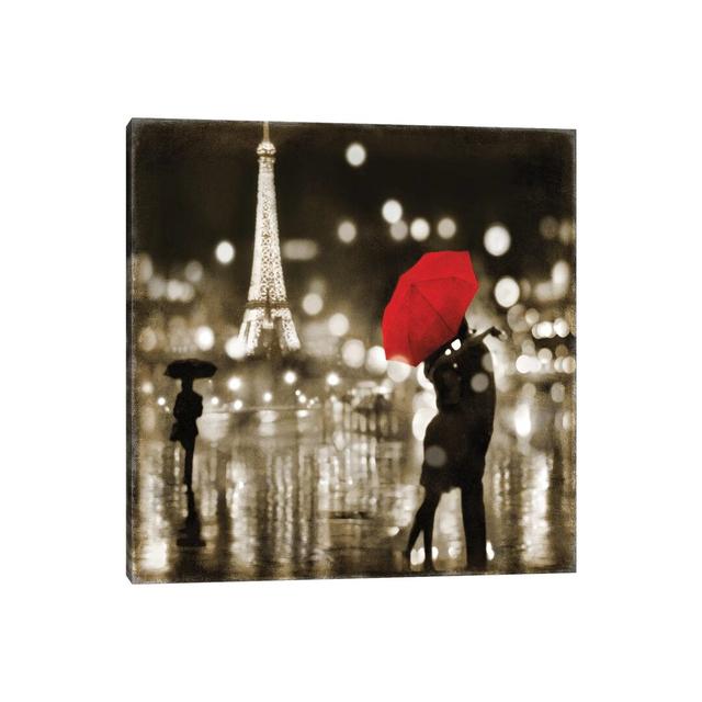 'A Paris Kiss' by Kate Carrigan Graphic Art Print on Wrapped Canvas East Urban Home Size: 45.72cm H x 45.72cm W x 1.91cm D on Productcaster.