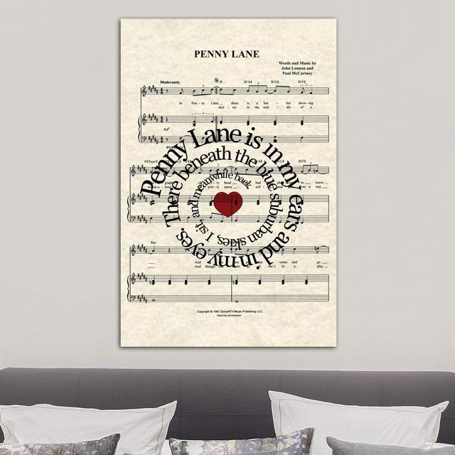 Penny Lane - Wrapped Canvas Typography Print Happy Larry Size: 101.6cm H x 66.04cm W x 3.81cm D on Productcaster.