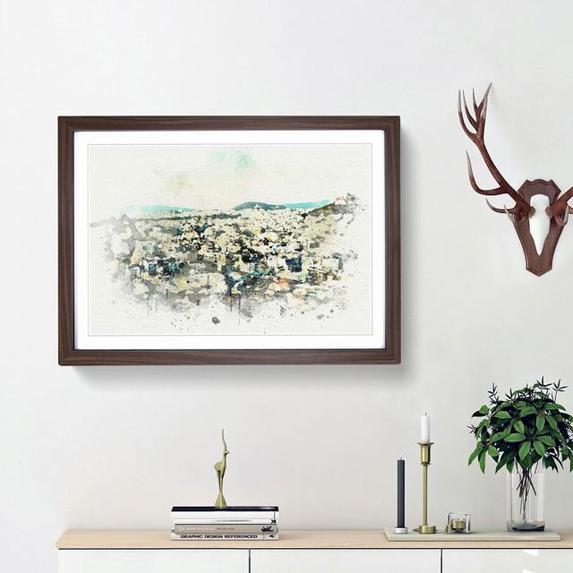 Athens Skyline in Greece in Abstract - Picture Frame Graphic Art Print East Urban Home Frame Option: Walnut Framed, Size: 27cm H x 36cm W x 2cm D on Productcaster.