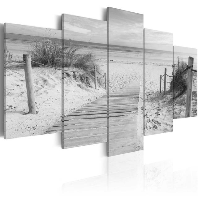 5-tlg. Leinwandbilder-Set Morgen am Strand East Urban Home Größe: 200 x 100 cm on Productcaster.