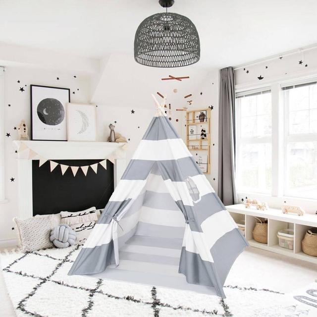 Triangular Play Tent Blue Elephant Colour: Grey/White on Productcaster.