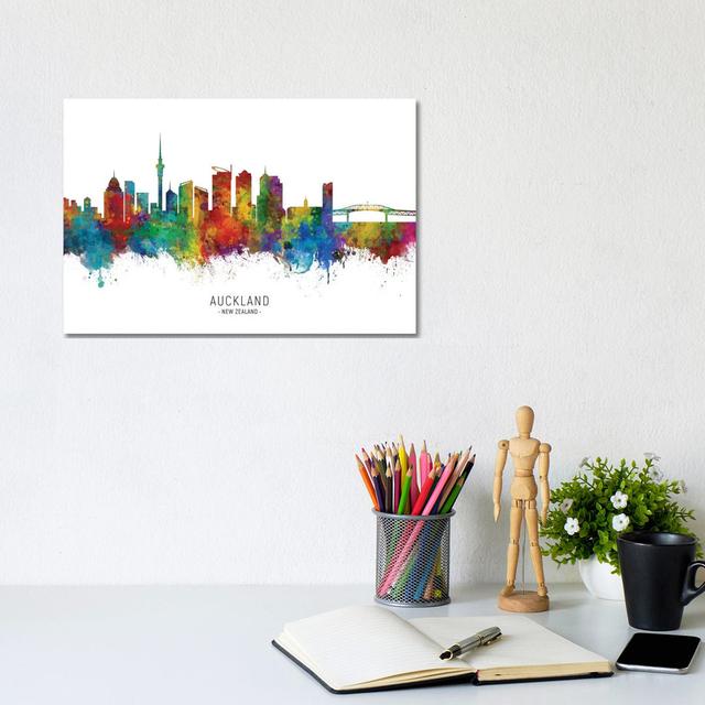 Auckland New Zealand Skyline by Michael Tompsett - Wrapped Canvas Painting Latitude Run Size: 20.32cm H x 30.48cm W x 1.91cm D on Productcaster.