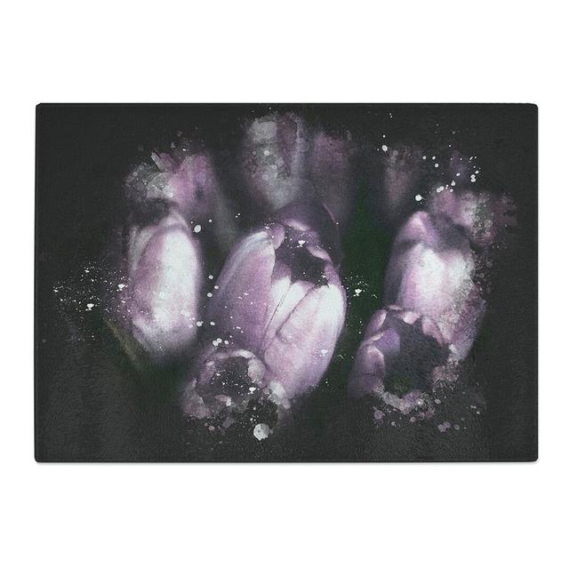 Tempered Glass the Purple Tulips Chopping Board East Urban Home Size: 28.5 cm x 39 cm on Productcaster.