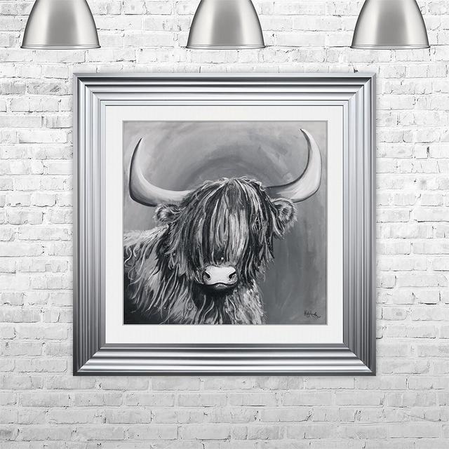 'Highland Cow 1' Framed Graphic Art Print East Urban Home Format: Steel Framed, Size: 75cm H x 75cm W on Productcaster.