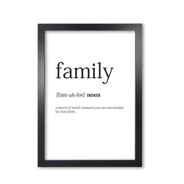 'Family' Textual Art East Urban Home Size: 42 cm H x 30 cm W x 5 cm D, Format: Black Grain Frame on Productcaster.