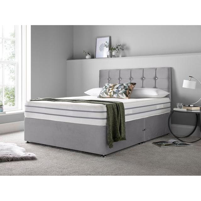 Kapisa Memory Foam Divan Bed Set Rosdorf Park Colour: Silver, Storage Type: 2 Right Side Drawers, Size: 120 x 190 cm on Productcaster.