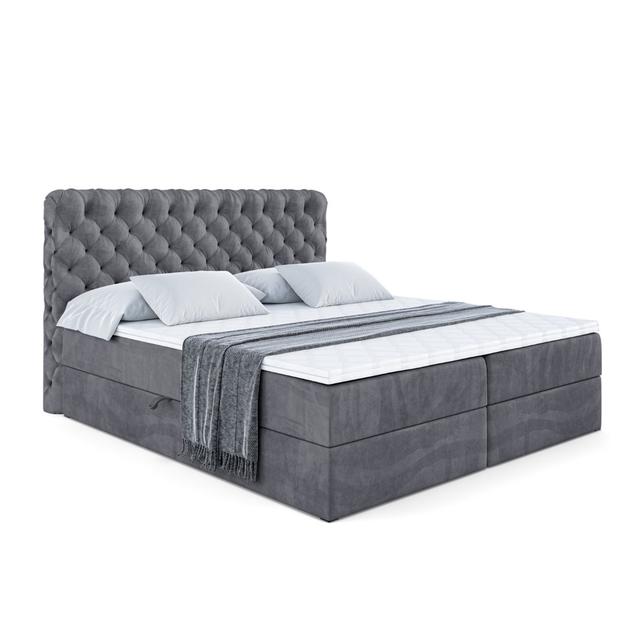 Boxspringbett Ridgeland mit H4 Multipocket-Matratze, Bettkasten und Topper Rosdorf Park Farbe: Dunkelgrau, Größe: 180 cm B x 200 cm L on Productcaster.