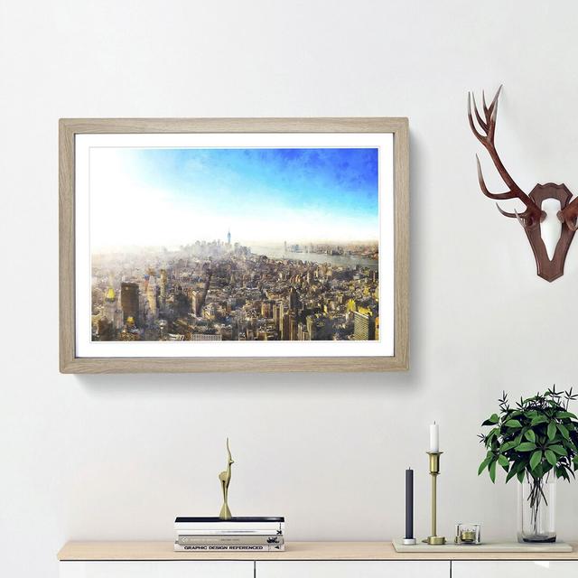 Manhattan New York - Picture Frame Graphic Art Print East Urban Home Frame Option: Oak Framed, Size: 33cm H x 45cm W x 2cm D on Productcaster.