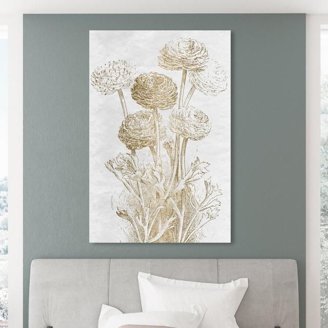 Dahlia Sketch Gold - Wrapped Canvas Print East Urban Home Size: 38.1 cm H x 25.4 cm W on Productcaster.