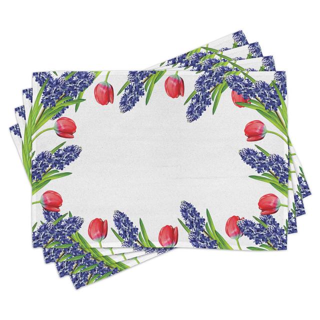 Place Mats Set of 4, Blossom Spring Flowers, Red Purple Green (Set of 4) East Urban Home on Productcaster.