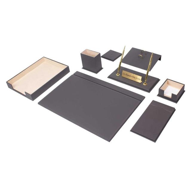 Schreibtisch-Organizer-Set Michalia Ebern Designs Farbe: Grau on Productcaster.