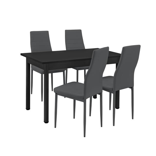 Leshun 4 - Person Dining Set Ebern Designs Colour: Black, Colour (Chair): Dark Grey on Productcaster.