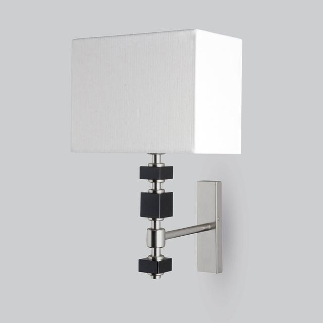 Amirr 1 Light Armed Crystal Sconce Amirr Canora Grey Fixture Finish: Nickel, Shade Colour: Ivory on Productcaster.