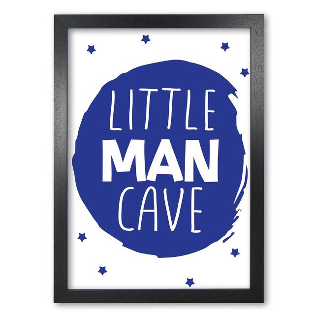 'Little Man Cave Circle' Textual Art in Navy East Urban Home Size: 85 cm H x 60 cm W x 5 cm D, Format: Black Grain Frame on Productcaster.