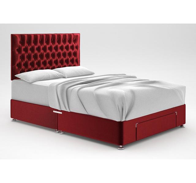 Zawacki Divan Bed Base 17 Stories Colour: Red, Storage Type: End Drawer, Size: Double (4'6) on Productcaster.