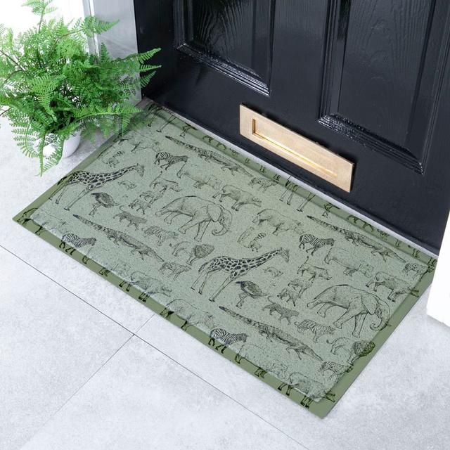 African Animals W40 x L70 cm Non-Slip Indoor Outdoor Door Mat East Urban Home on Productcaster.