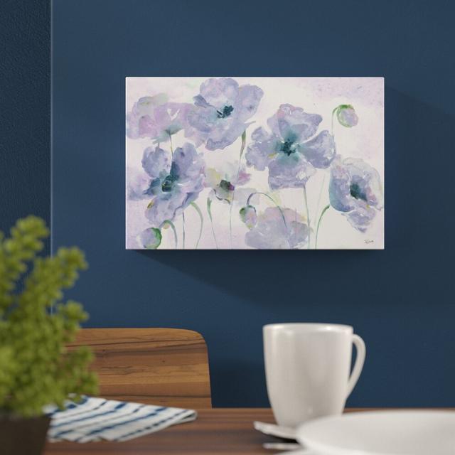 'Purple Poppies' by Tre Sorelle Studios Watercolour Painting Print on Wrapped Canvas East Urban Home Size: 61cm H x 91.4cm W on Productcaster.