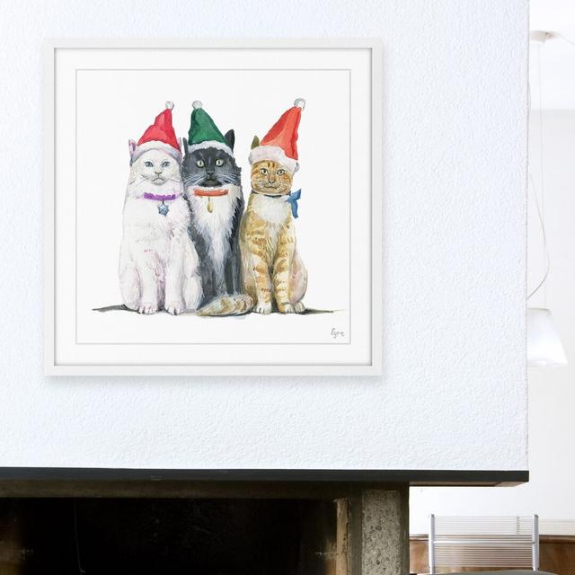 "Trois Chats De Noel" Framed Watercolour Painting Print East Urban Home Size: 51cm H x 51cm W x 3.81cm D on Productcaster.