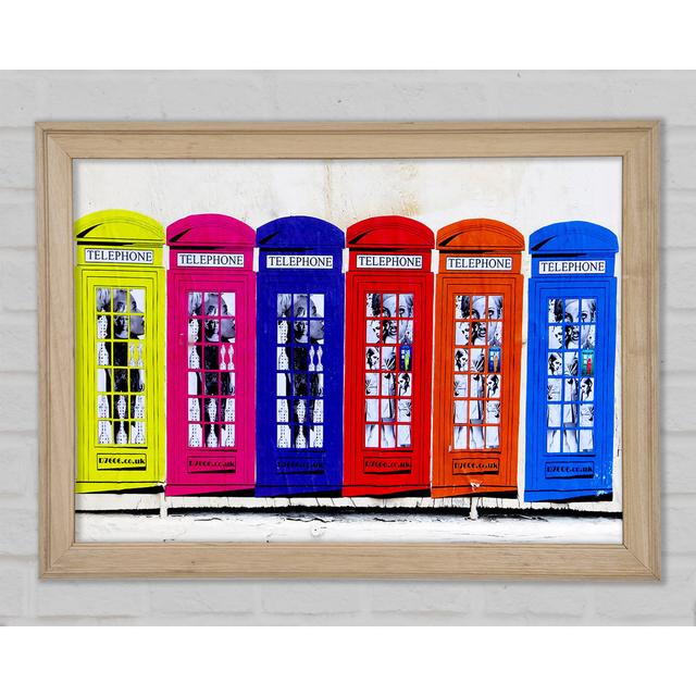 Colourful Telephone Boxes - Single Picture Frame Art Prints Brayden Studio Size: 42cm H x 59.7cm W x 1.5cm D on Productcaster.