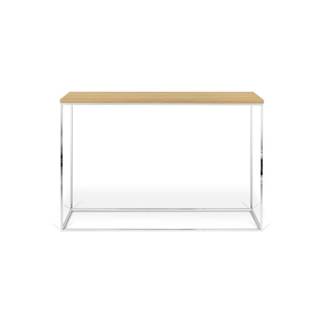 Duell Console Table Ebern Designs Colour (Table Top): Oak, Colour (Table Base): Chrome on Productcaster.