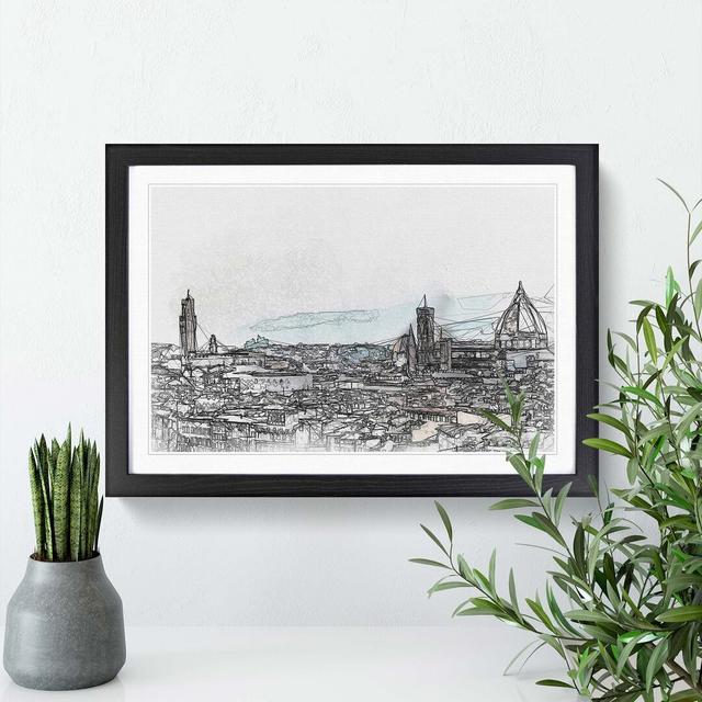 Florence Cathedral & Skyline in Italy in Abstract - Picture Frame Graphic Art Print East Urban Home Frame Option: Black, Size: 35cm H x 50cm W x 2cm D on Productcaster.