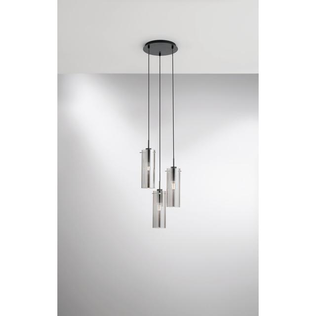 MAGIC Linear Suspension In Black Metal With Three Smoked Glass Diffusers Metro Lane on Productcaster.