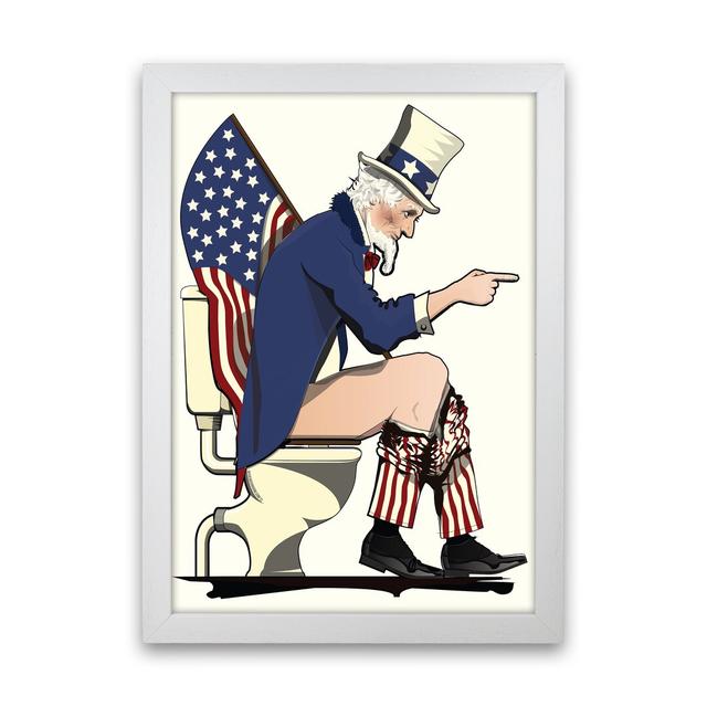 'Uncle Sam loo Right' - Graphic Art Print on Paper Maturi Frame Option: White Framed, Size: 84cm H x 60cm W x 3cm D on Productcaster.