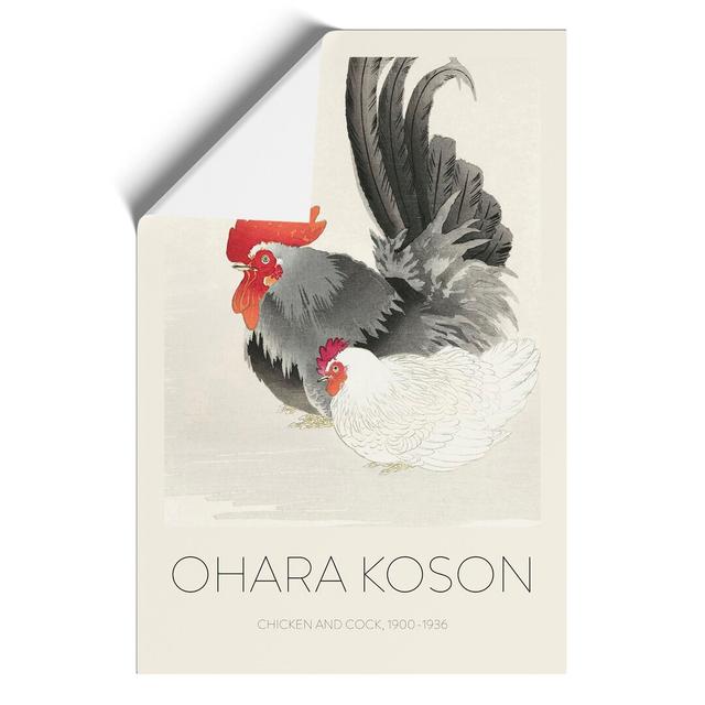 Rooster & Hen by Ohara Koson - Unframed Graphic Art East Urban Home Size: 42cm H x 30cm W x 0.1cm D on Productcaster.