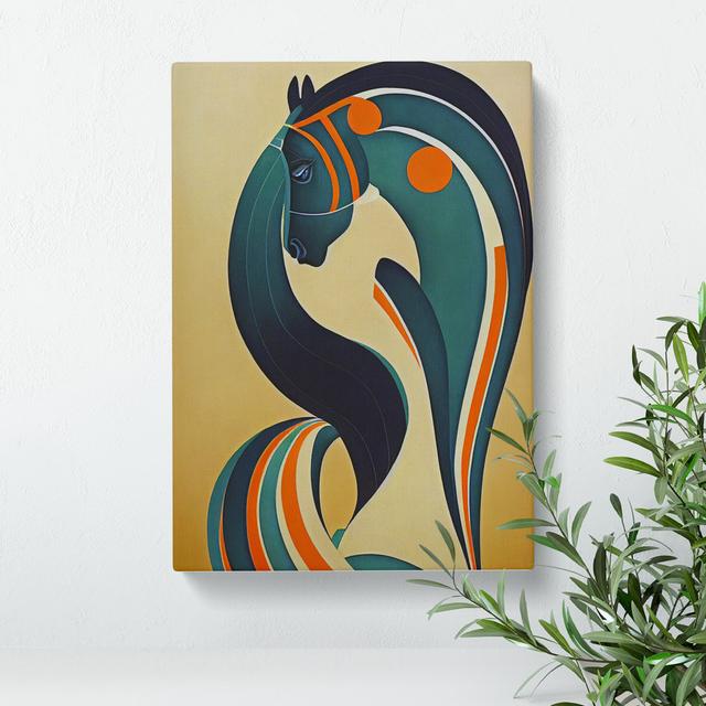 Art Deco Horse No.1 - Wrapped Canvas Print Natur Pur Size: 60cm H x 40cm W x 3cm D on Productcaster.