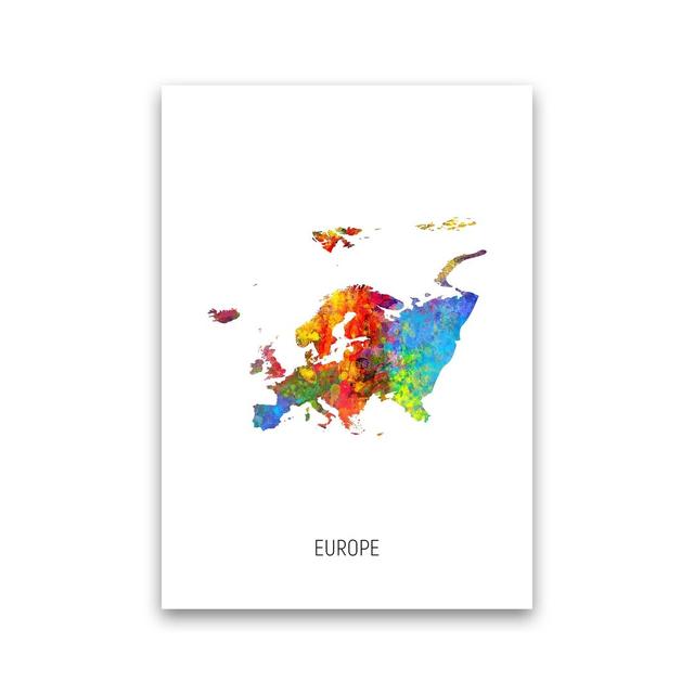 Europe Watercolour Map by Michael Tompsett - Print Latitude Run Size: 30cm H x 21cm W x 1cm D, Format: Unframed on Productcaster.